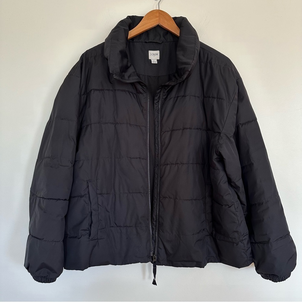 J Crew Classic Black Light Puffer Jacket Sz Large Winter Warm Casual Everyday